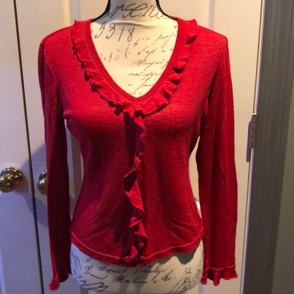 Free people size large lightweight long sleeved V neck sweater/top - Picture 1 of 8